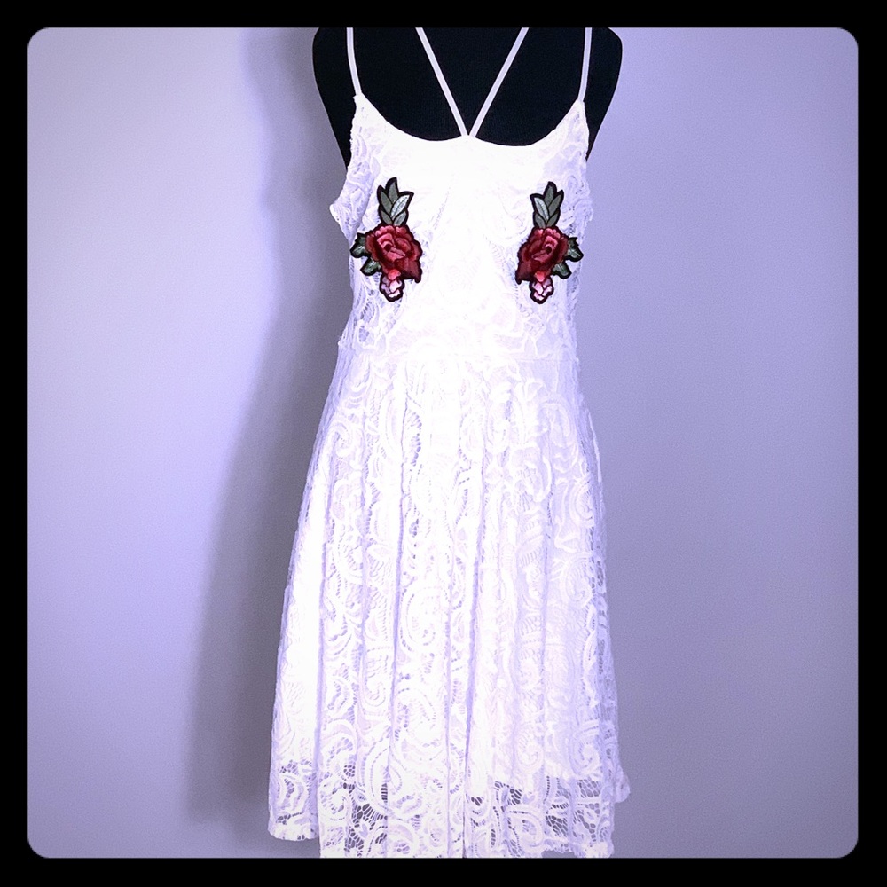 White Crochet Spaghetti Strap Dress